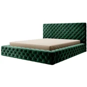 Casa Padrino Luxury Chesterfield Velvet Double Bed with Mattress Green - Various Sizes