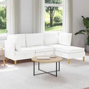 Vidaxl Modularni kavč s shranjevanjem 4 pcs Bela Blago