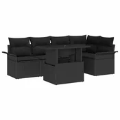 Sjedeća garnitura za vrt 6 kom. Crna [Sintetički]: Poli Ratan 242,5 x 132,5 x 85 cm