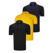 TRIPLE SET T8586 DEWBERRY MENS T-SHIRT-BLACK-NAVY-YELLOW