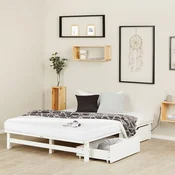 Homestyle4U Posteljni okvir, 140x200 cm, bela, s shrambo