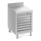 Kovinski delovni omarica - 50 x 70 cm - 185 kg - 7 predalov za pice - z robom - Royal Catering