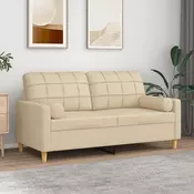 Dvosjed s ukrasnim jastucima krem 140 cm od tkanine