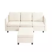 VEVOR Modularni kotni kavč 3-sedežni z otomansko in skritim shranjevanjem 199x69x68 cm slonokoščena