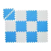 Northix Podloga za puzzle modro-bela - 12 kosov, EVA pena, nedrseča, varna in enostavna za čiščenje