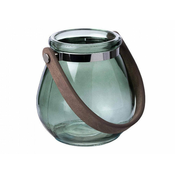 Vaza BELLY steklo z usnjenim ročajem 11x11x11cm