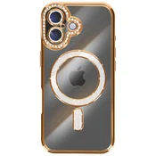 AVIZAR Ovitek za iPhone 17, združljiv z MagSafe, z okrasnim obodom iz kristalov, Zlata, (5000190357)