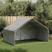 Vidaxl Zunanji pasji boks s pokrovom 3x2x1,9 m pocinkano jeklo