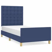 Vidaxl posteljni okvir brez vzmetnice Modra 90x200 cm Tkanina