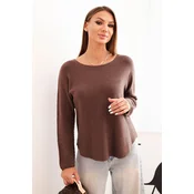 Kesi Włoski Womens sweater made of viscose with long sleeves and a round neckline mocha
