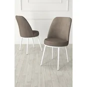 Hanah Home set trpezarijskih stolica Jaxe 6 kom, kapucino tkanina Babyface, bele metalne noge
