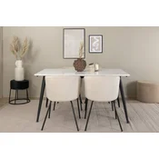 Venture Design Jedilna miza in stol komplet Jimmy in Berit 76x150x90 cm bela bež