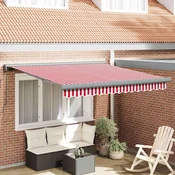 Vidaxl Retraktilna tenda Rdeča in bela 300 x 250 cm Tkanina in kovina