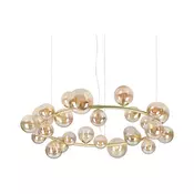 Ideal Lux - LED lestenec na jekleni vrvici PERLAGE 25xG9/3W/230V 110 cm zlata/dimna bež