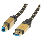 ROLINE 11.02.8903 USB kabel 3 m USB 3.2 Gen 1 (3.1 Gen 1) USB A USB B Crno, Zlatno