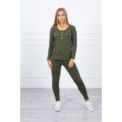 Set with a khaki-coloured press stud neckline