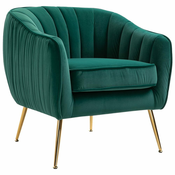 HOMCOM oblazinjen lounge stol z nasloni za roke in hrbtiščem, moderna oblika, kovinske noge (71x72x73 cm) zelena
