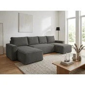 Sedežna garnitura v obliki črke U SMART COSARO 295x140 cm, temno siva