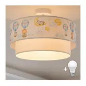 Brilagi-LED Deciji plafonski luster BOBO 1xE27/10W/230V precnik 40 cm bela/bež/sa životinjskim motivom.