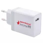 Gembird QC3.0 brzi punjac +Type C USB kabl,18W 3.6-6.5V/3A 6.5V-9V/2A, 9V-12V/1.5A(343) | NPA-AC36