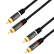 shumee RCA avdio kabel 2xRCA M/M 0,5 m LogiLink črna kovina, zaščiten, pozlačen, stereo za domači kino