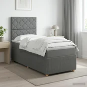 vidaXL Postelja boxspring z vzmetnico Temno siva 90 x 200 cm Blago