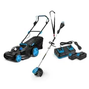 Hoegert zmogljiv set za urejanje vrta: Kosilnica 43cm + Trimer + 2x 6Ah Baterije in Polnilec