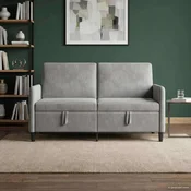 vidaXL Sofa s shrambo Svetlo siva 152 x 78 x 87 cm Poliester