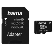 HAMA spominska kartica microSDHC 32GB Class 10 22MB/s + adapter/mobilni telefon