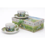 Komplet 2 porcelanastih skodelic v darilni škatli z velikonočnimi zajčki