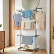 Songmics Stojalo za sušenje perila 4 nivoji 635x128x173 cm črno