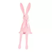 Autronic Okrasitev Hare with a bow - sitting figurine, suede, light pink color (VEK210 PINK-LT)