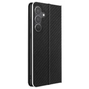 AVIZAR Folio torbica za Galaxy S25 FE, efekt karbona, kovinski okvir z držalom za kartice, Črna, (5000189049)
