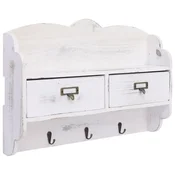 Vidaxl Stenski obešalnik za plašče bel 50x10x34 cm les