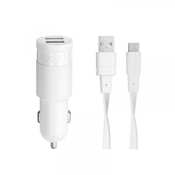 RIVACASE avtopolnilec PS4223 3,4A s kablom 1m Type C - bel