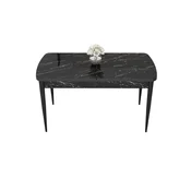 Hanah Home trpezarijski sto na razvlacenje Eva, 132 × 80 cm (razvucen 170 cm), ploca u dekoru crnog mermera, crne noge