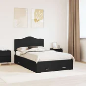 Vidaxl Konstrukcija postelje Črna 135 x 190 cm Konstruiran les