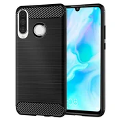 TPU gel ovitek Brushed Carbon za Huawei P30 Lite - črn