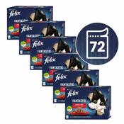 Vrečke FELIX Fantastic okusen izbor hran s piščancem, govedino, zajcem in jagnjetino 72x85 g