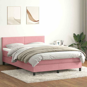 vidaXL vidaXL Box spring postelja z vzmetnico roza 140x220 cm žamet, (22011571)