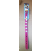 Ovratnica za psa usnjena pink s cvetovi 47cm/25mm - Pasje ovratnice - 16-21
