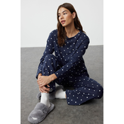 Trendyol Navy Blue Printed Single Jersey Knitted Pajama Set