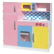 KINDER HOME Drvena kuhinja, decija igracka za igranje uloga sa šarenim dizajnom