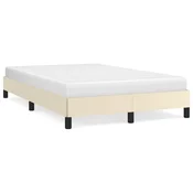 Vidaxl posteljni okvir brez vzmetnice krem 120x190 cm umetno usnje