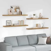 Polica na zidu 4 pcs Smeda 120 x 23,5 x 4 cm Konstruirano drvo