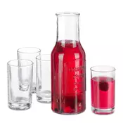 Northix Stekleni vrč 1L s 4 kozarci 250 ml debelostensko steklo