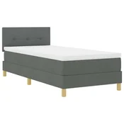 Vidaxl LED Box Spring Postelja Temno siva 90 x 200 cm blago