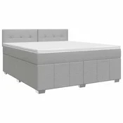 vidaXL Postelja boxspring z vzmetnico Svetlo siva 140 x 190 cm Blago