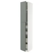 METOD / MAXIMERA Vis.el. s 2 vrata/4 fioke, bela/Nickebo mat sivozelena, 40x60x240 cm