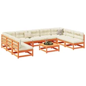 10-dijelni set vrtnih sofa s jastucima voštano smedi borovine